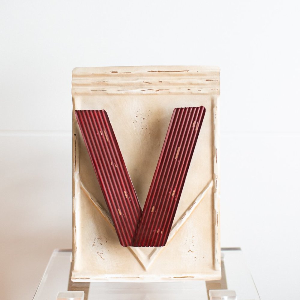 Vintage Looking Metal Letter V